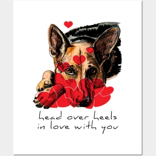 German shepherd fell in love Posters and Art